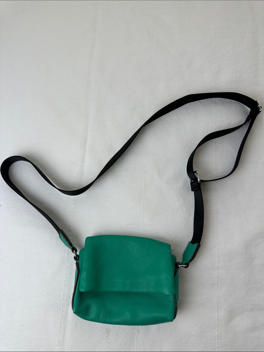 Aimee Kestenberg Emerald Green Leather Crossbody with Black Strap